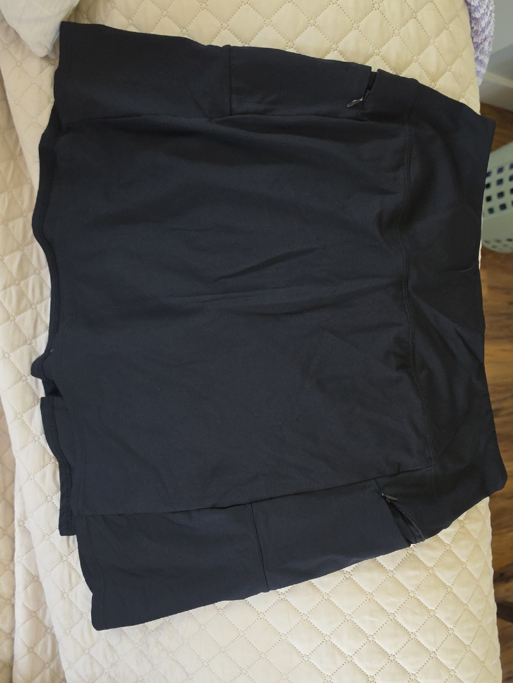 Black Athletic Skort with Hidden Zipper Pockets